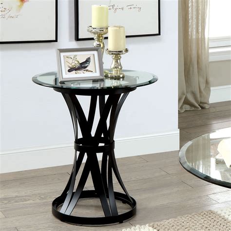 Copper Grove Chirokitia Black Metal And Glass End Table Glass End