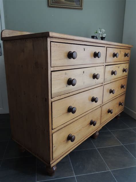 Impressive Extra Large Victorian Stripped Pine Chest Of 8 Drawers