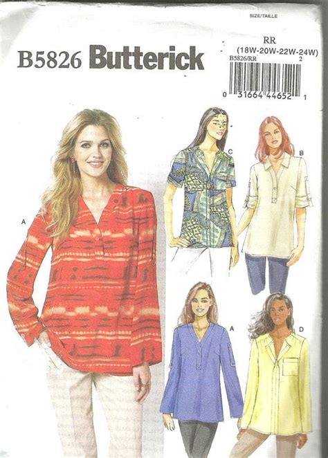 Butterick Sewing Pattern Plus Sizes Pullover Top W W W W