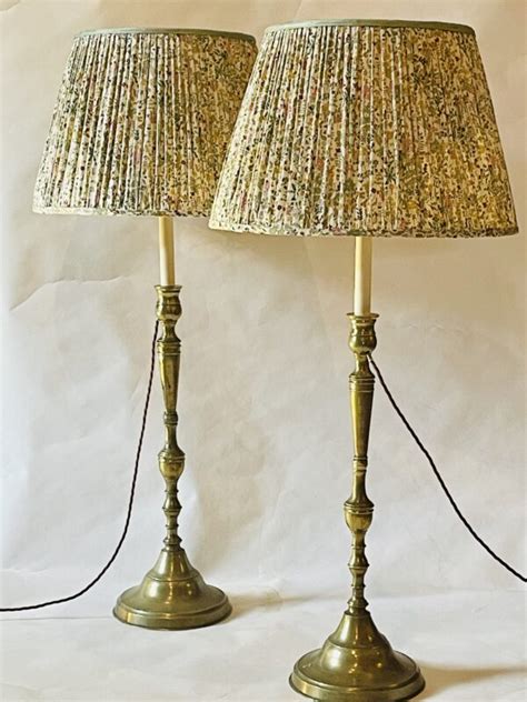 Pair Of Large Ottoman Brass Candlestick Lamps Miranda Willes