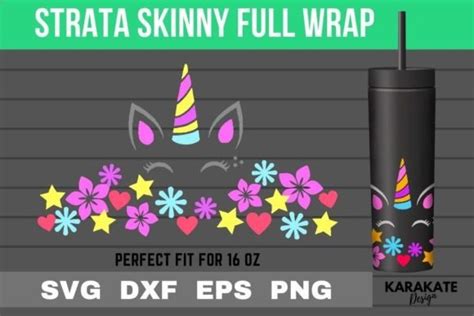 Pastel Unicorn 16 Oz Strata Skinny Wrap Graphic By Karakate · Creative