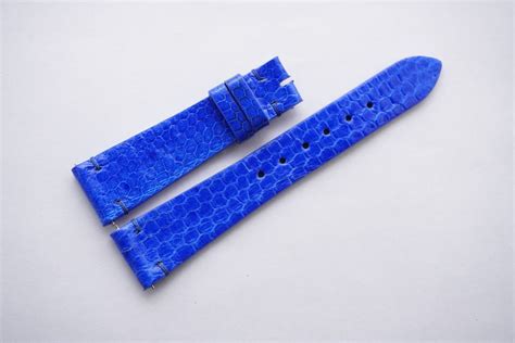 Mm Mm Cobalt Blue Genuine Sea Snake Skin Leather Watch Strap With