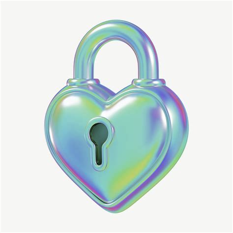 Holographic Heart Padlock D Valentine S Premium Psd Rawpixel