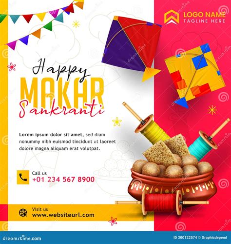 Happy Makar Sankranti Creative Ads Makar Sankranti Festival Banner Social Media Post Flyer Stock