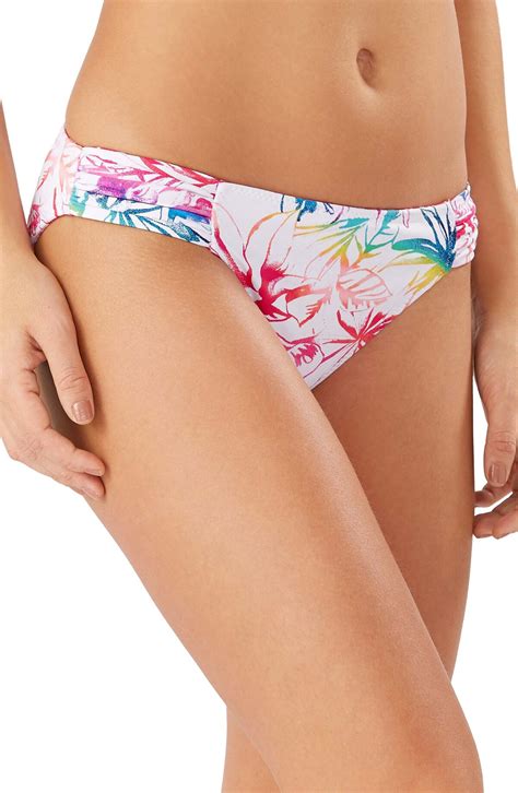 Tommy Bahama Wo Rainbow Shirred Reversible Bikini Bottoms Paradise Coral Editorialist