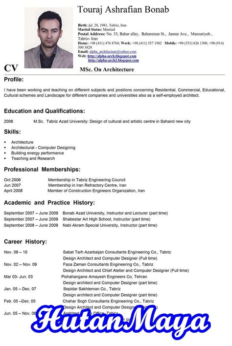 Contoh Cv Formal Dalam Bahasa Inggris Gawe Cv