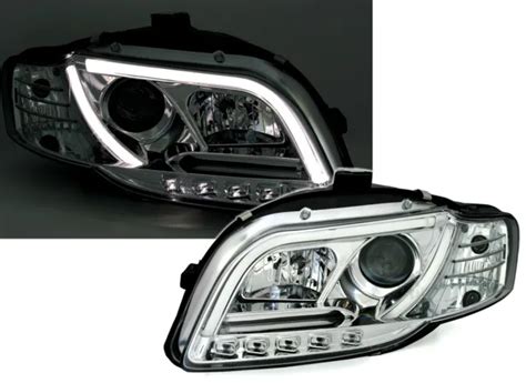 HEADLIGHTS LED DRL Inside LTI Light Tube For AUDI A4 B7 04 08 Chrome