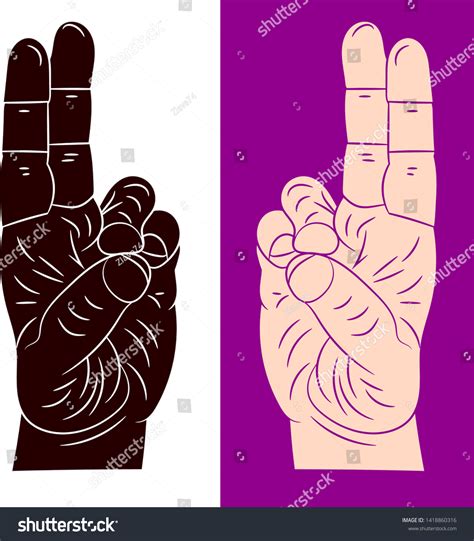 Hand Gesture Two Fingers Together Yoga Stock Vector Royalty Free