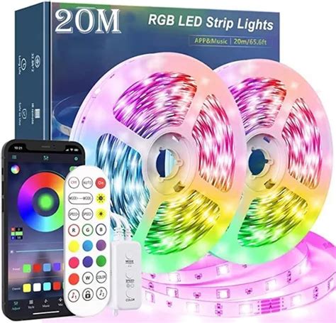 Tira De Luces Led Rgb Wifi De 20 M Control Remoto 2x10m MercadoLibre