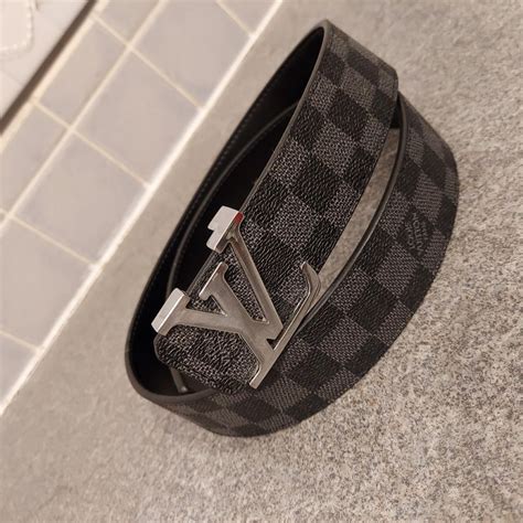 Louis vuitton belt black chequered unisex belt. 42... - Depop