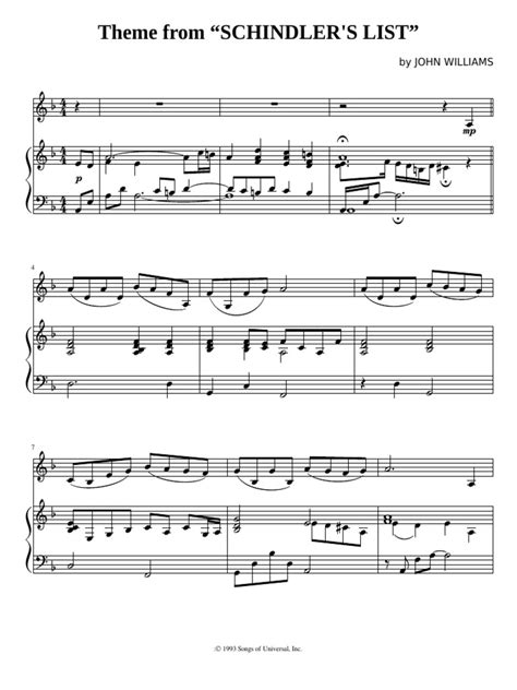 Schindlers List John Williams Partie Piano Pdf