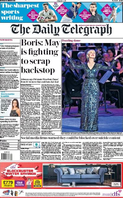 The Daily Telegraph Uk Front Page For 29 January 2019 Paperboy