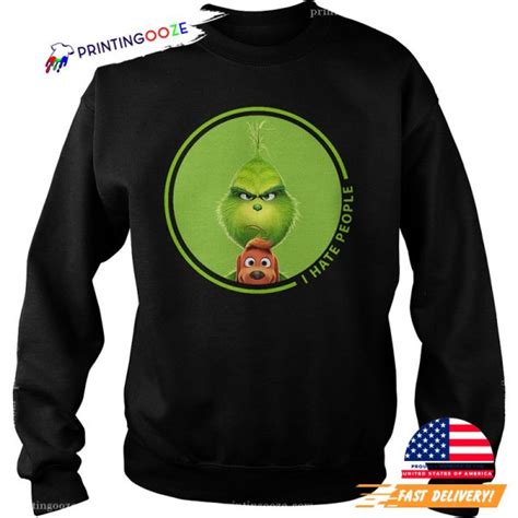 Grinch And Max I Hate People Cartoon Shirt - Unleash Your Creativity