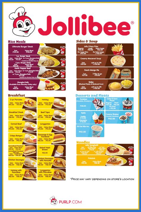 Jollibee Menu With Price