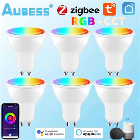 Tuya Inteligente Zigbee GU10 L Mpada Spotlight L Mpada Regul Vel RGBCW