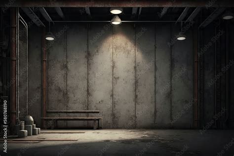 Industrial background. Grunge industrial pipe wall. Dark wall concrete ...