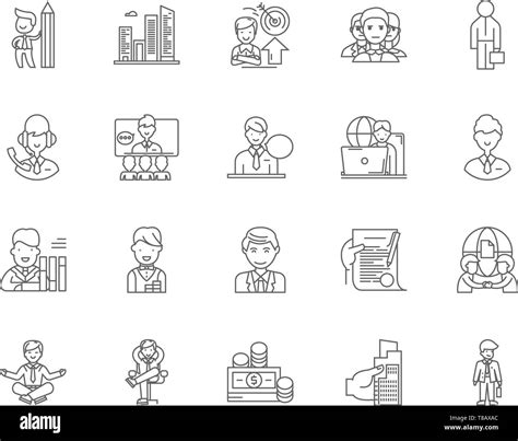 General Building Contractors Line Icons Signs Vector Set Outline Illustration Concept Stock