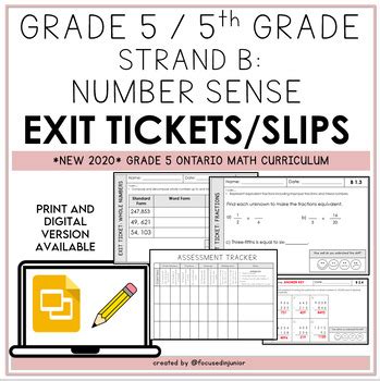 Grade 5 Number Sense Exit Tickets Assessment Slips Ontario Math 5th