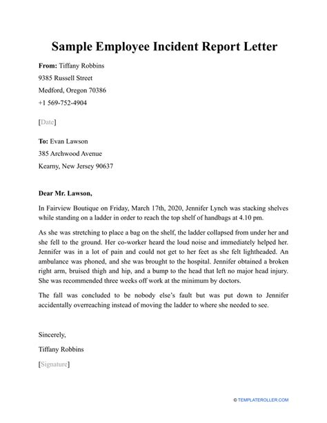 Sample Employee Incident Report Letter Fill Out Sign Online And Download Pdf Templateroller