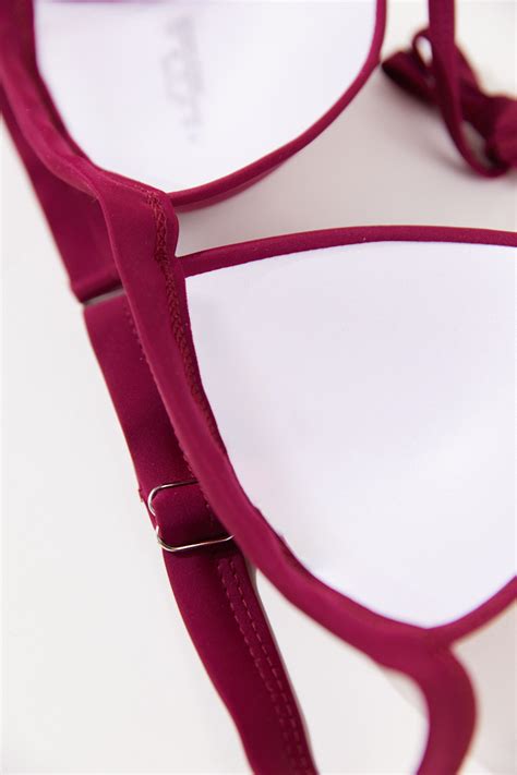 Voorgevormde Push Up Triangel Bikini Top In Wijnrood Uwantisell Nl