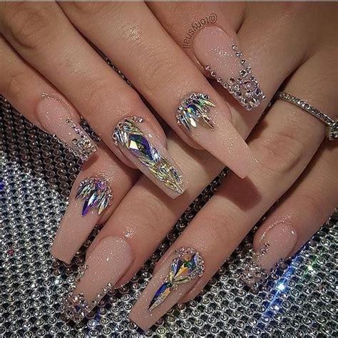 Bling Acrylic Nails Bling Nails Best Acrylic Nails Rhinestone Nails