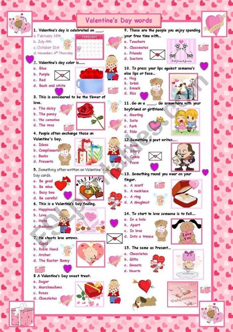 Valentines Day Words Esl Worksheet By Maguyre Valentines Day Words