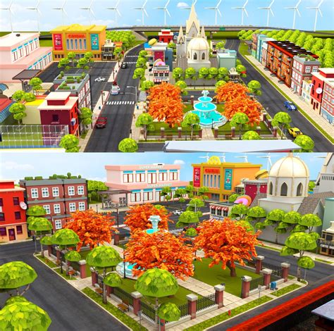 Cartoon City Street Scene 3d Lowpoly Low Poly 3d Model 3d Turbosquid