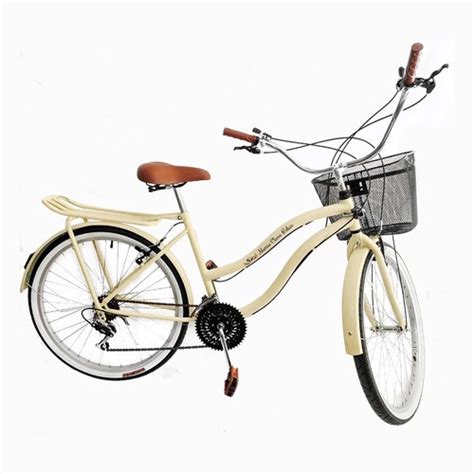 Bicicleta Aro Beach Retr Marchas Bagageiro Bege Em Promo O