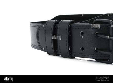 black leather Weight lifting Belt isolated Stock Photo - Alamy