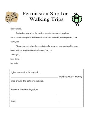 Fillable Online Hannah Twpunionschools Permission Slip For Walking