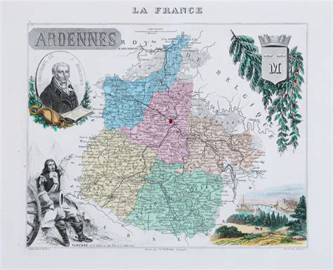 Carte Géographique Ancienne Du Département Des Ardennes Cartes Livres