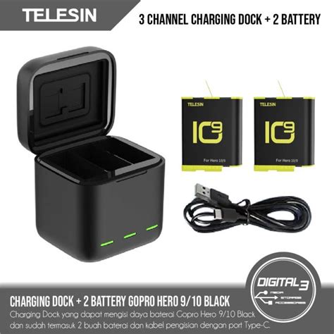 Jual Telesin Channel Charging Dock Box Battery Kit Gopro Hero