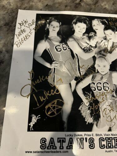 Signed Satans Cheerleaders Austin Texas Photograph Black And White