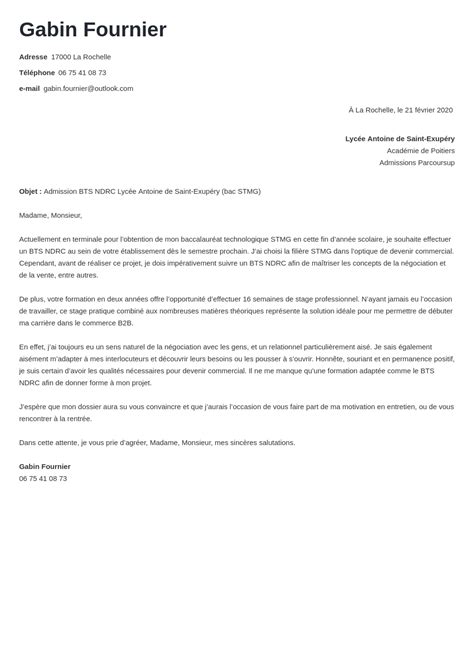 Exemple Lettre De Motivation BTS NDRC Parcoursup Ou Non 10230 Hot Sex