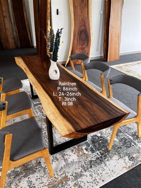 Meja Makan Raintree Wood Slab Premium Furniture Home Living