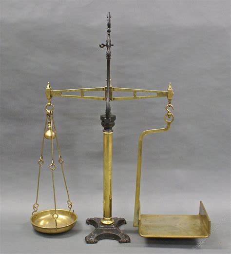 Antiques Atlas Victorian Brass And Iron Balance Scales And Full Set Weights