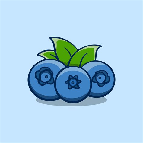 Cute Blueberry Fruit Illustration In Cartoon Style On Isolated