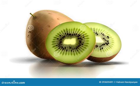 Sliced Kiwis on White Background Stock Illustration - Illustration of snack, nutrition: 293659491