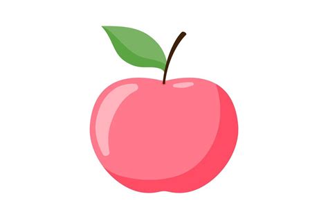 Premium Vector Red Apple Fruit With Green Leaf Flat Vector Illustration