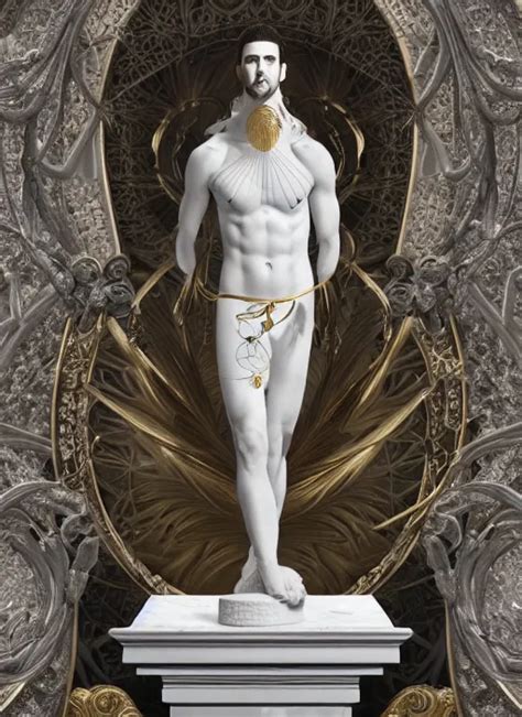 A Statue Made Of White Marble With Gold Veins Of Klay Stable