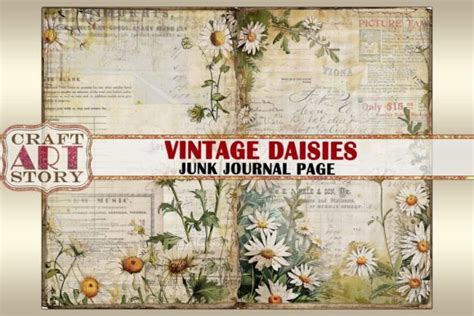 Vintage Daisies Shabby Chic Junk Journal Graphic By Craftartstory