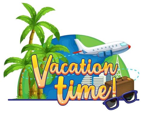 Summer Vacation Logo Concept With Airplane And Palm Trees