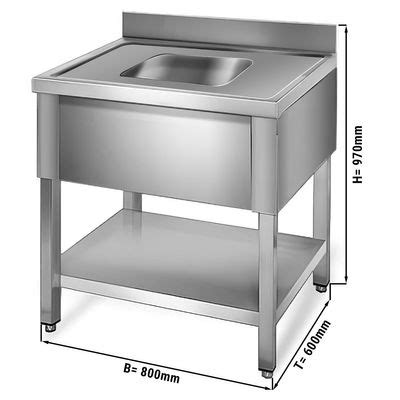 Oppvaskbenk Med Underhylle 0 8m 1 Kum L 40 X B 40 X D 25 Cm GGM Gastro