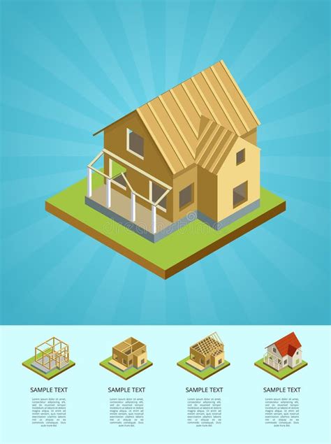 House Framework Isometric 3d Concept Stock Vector Illustration Of