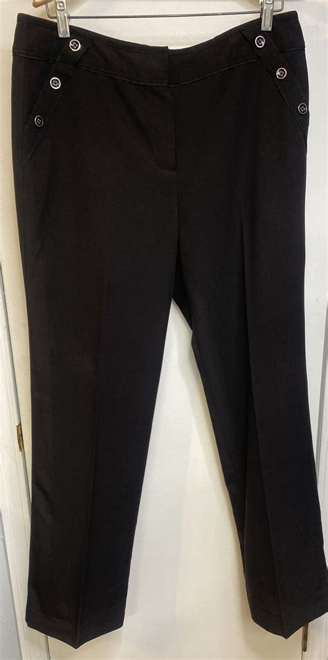 Larry Levine Black Stretch Dress Pants Slacks Size Clasp Button