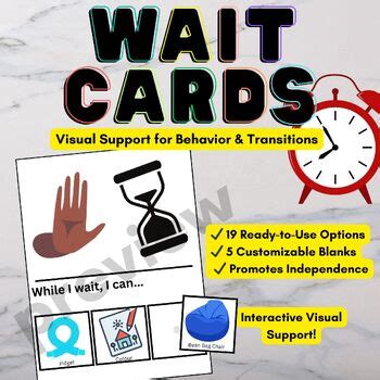 wait card visual aid special education  kylies creations tpt