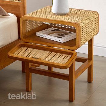 Buy Natural Teak Wood Rattan Bedside Table Online Teaklab