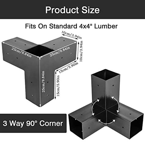 FMhotu 4 Pack DIY Woodworks Pergola Brackets Kit 4x4 Actual 3 6x3 6