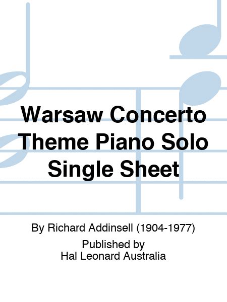 Warsaw Concerto Theme Piano Solo Single Sheet by Richard Addinsell - Piano Solo - Sheet Music ...