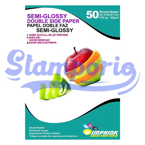 Papel Fotogr Fico Semi Glossy Doble Faz A G Hojas